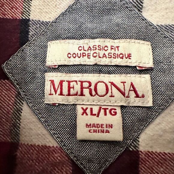 Merona Classic Fit Buffalo Check Long Sleeve Flannel Button Down Shirt Multi XL - Picture 4 of 5